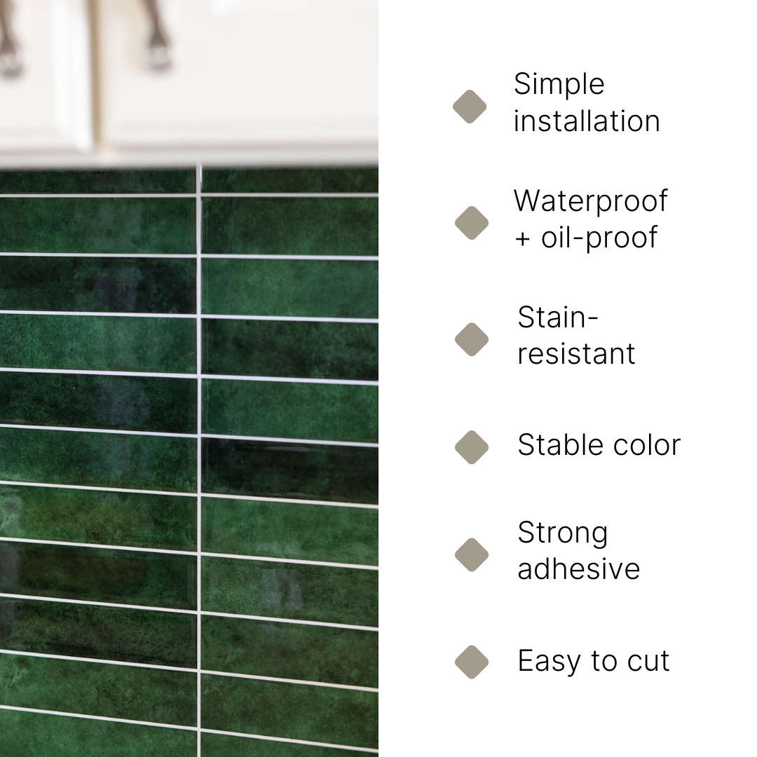 Basil | Green Stacked Peel and Stick Tile